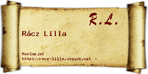Rácz Lilla névjegykártya